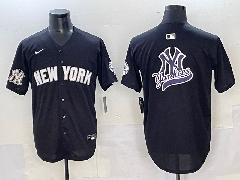Men 2025 New York Yankees Blank Black Nike MLB Jersey style 0023